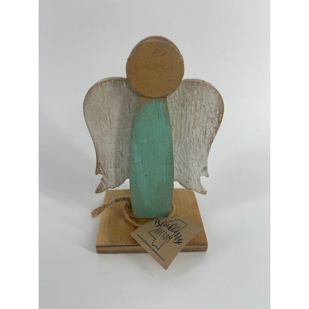 Handcrafted Wooden Angel Figurine Hand Painted NWT Farmhouse decor